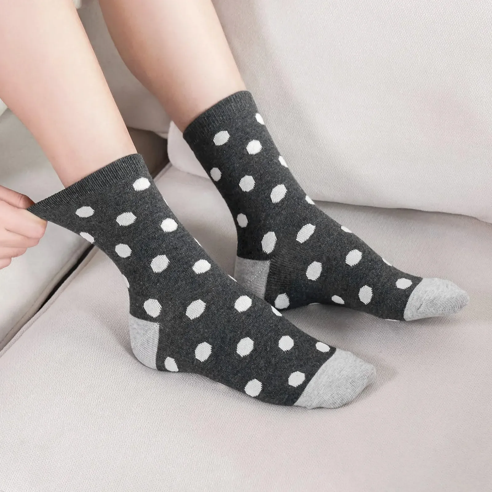 Носки Женские Разноцветные в полоску и горошек, 10 пар, размер 39-42/35-38, фото №6