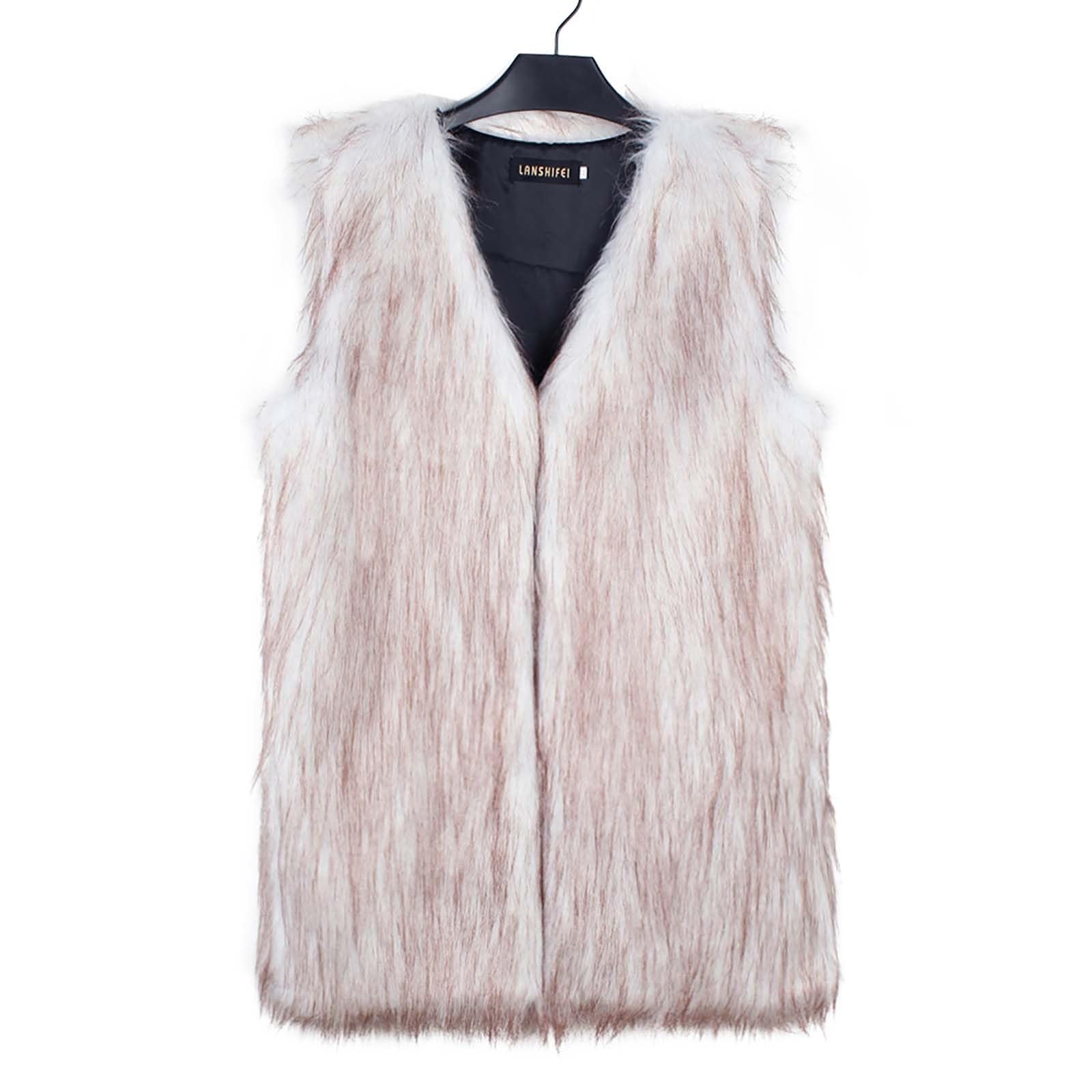 Жилет зі штучного хутра TRIGLICOLEUM Довгий Без рукавів Хутряне пальто, фото №4