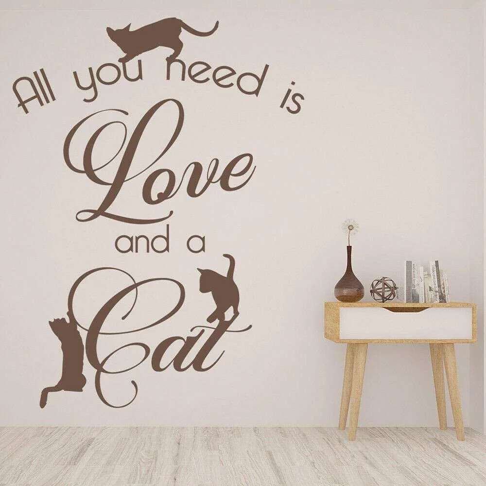 Настінна наклейка Pet Cat Everything You Need Is Love And Cat Вінілова 42 x 56 см, фото №1