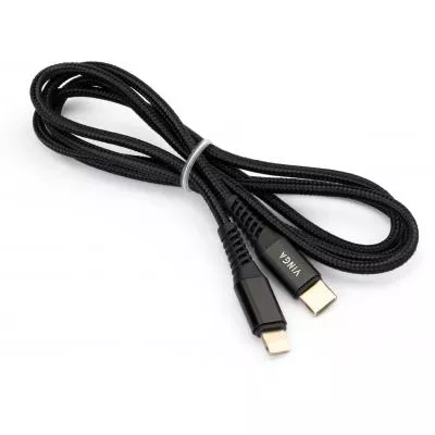 Дата кабель USB Type-C to Lightning 1.0m 3A 22W nylon braided black Vinga VCPTCL3ANBK, фото №2