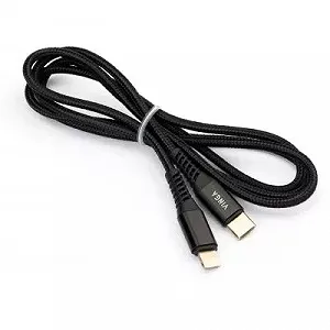 Дата кабель USB Type-C to Lightning 1.0m 3A 22W nylon braided black Vinga VCPTCL3ANBK synthetic.ua - Фото 1