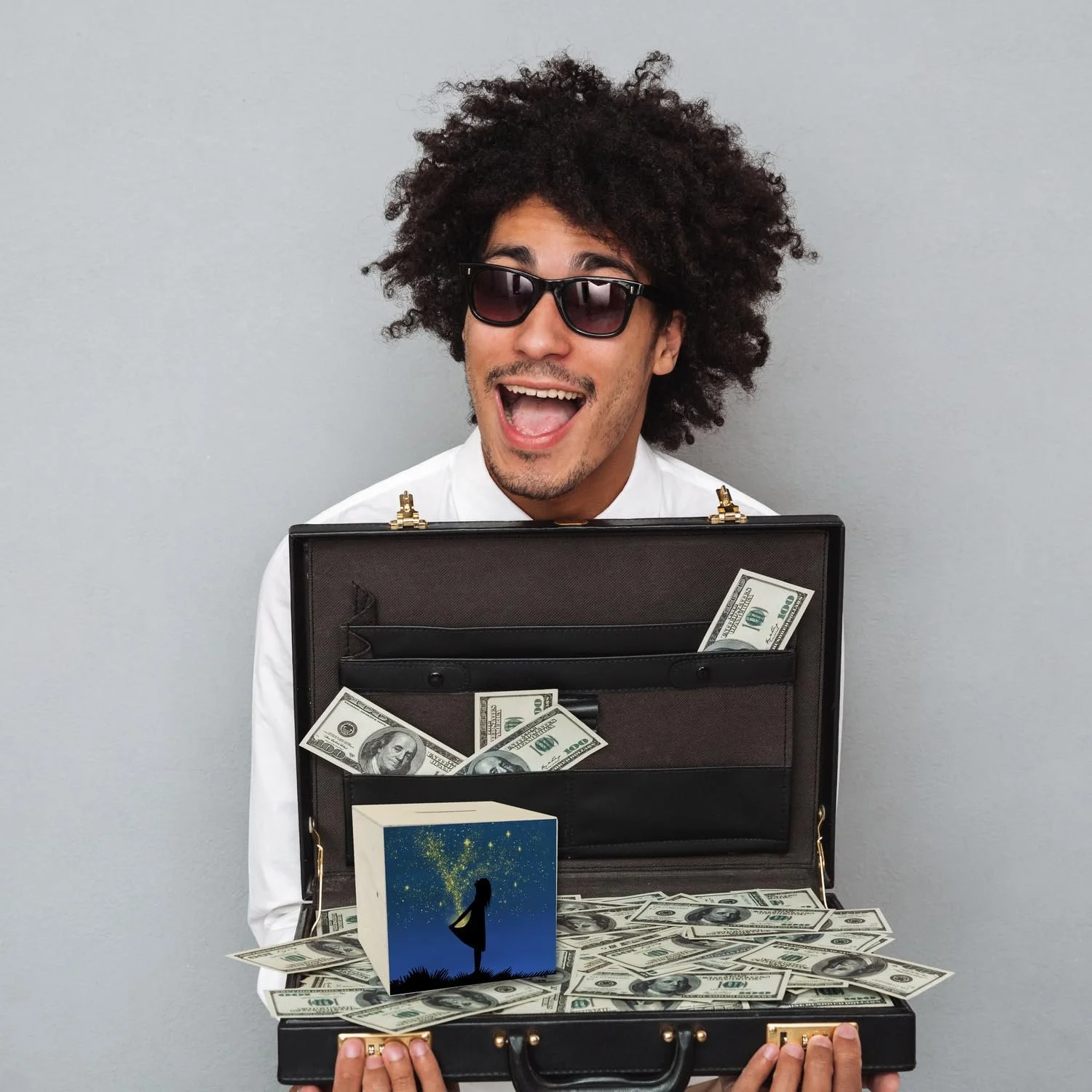 Скарбничка дерев'яна Girls in Star Dress з казковим мотивом, фото №5