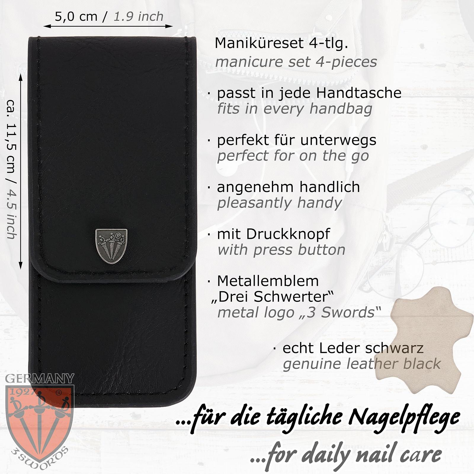 Набір для манікюру та педикюру 3 Swords Nostalgie 3 предмети у чохлі з натуральної шкіри Black, фото №4 Набір для манікюру та педикюру 3 Swords Nostalgie 3 предмети у чохлі з натуральної шкіри Black, фото №4