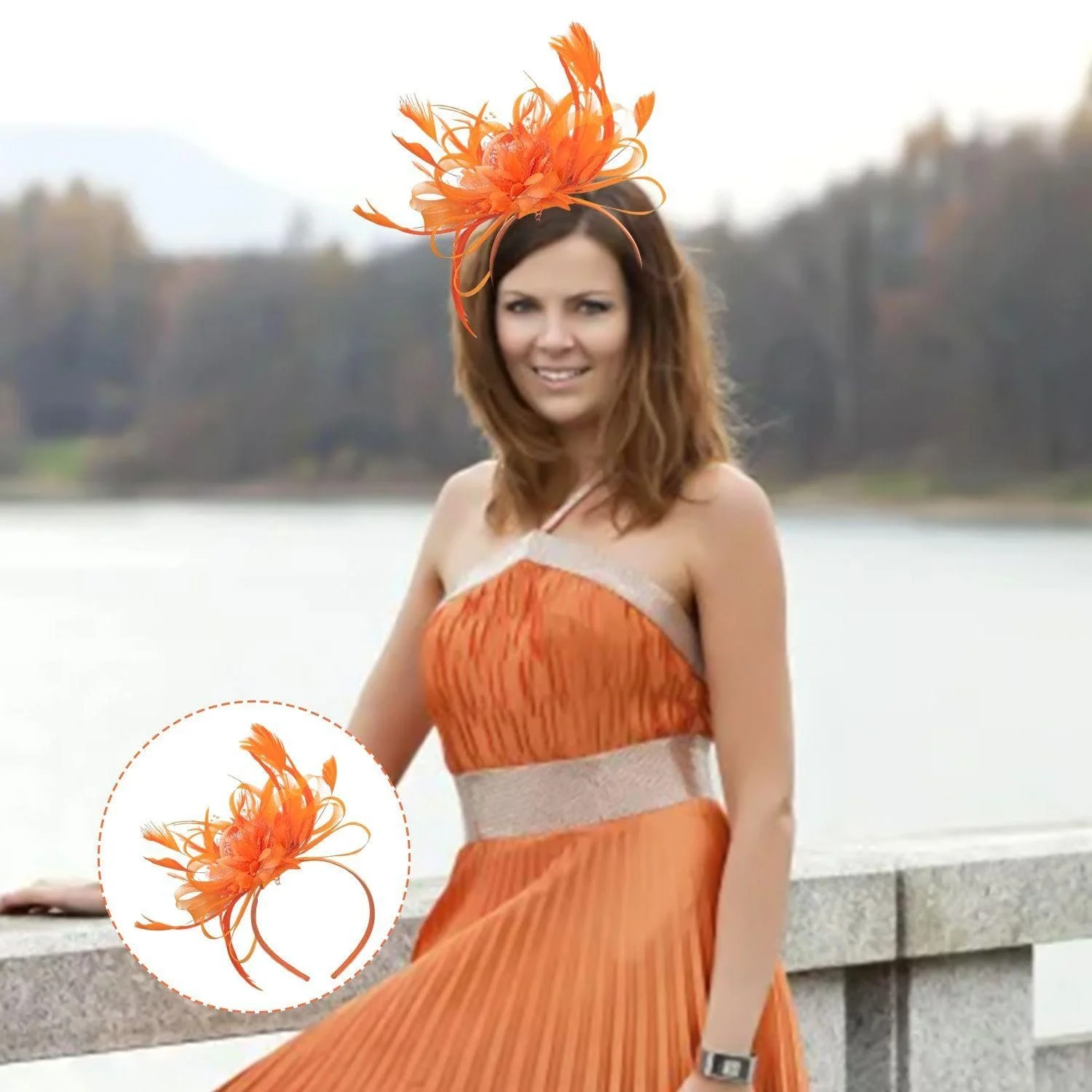 Обруч пір'яний Помаранчевий, фото №4