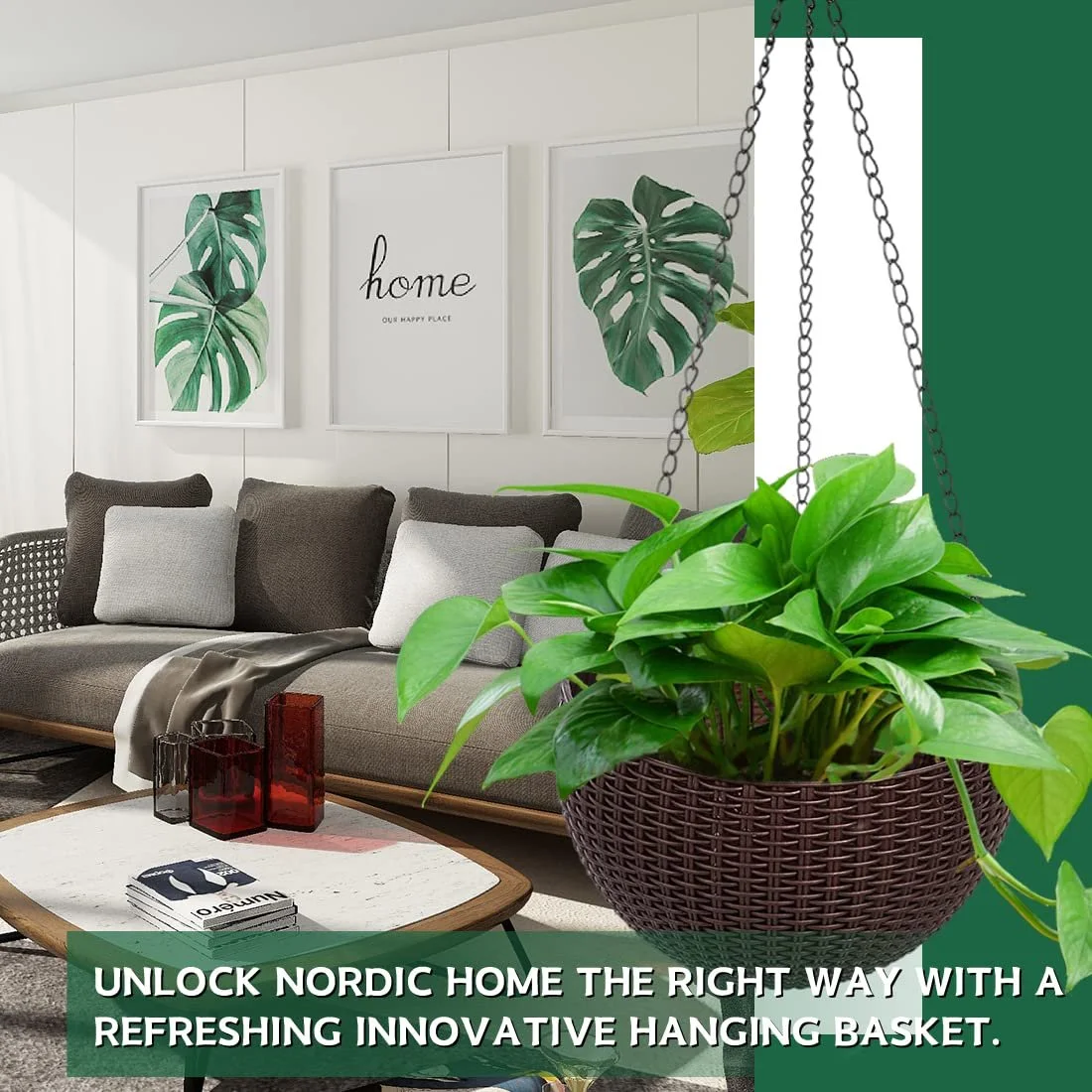 Подвесная корзина Цветочный горшок Уличный с отверстиями и цепочками, фото №8