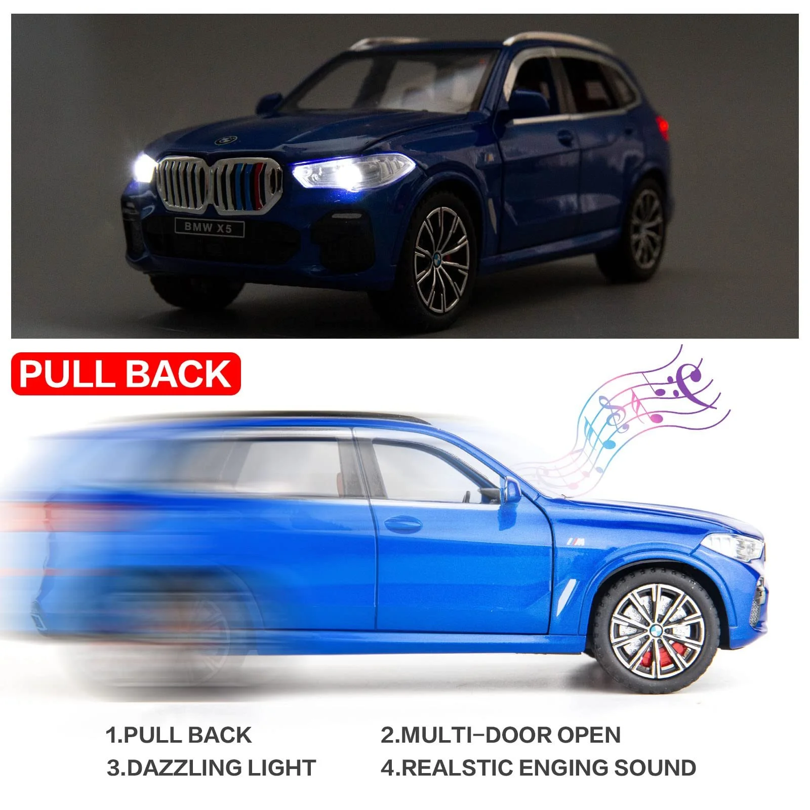 Внедорожник TGRCM-CZ X5 Модель Автомобиля 1:24 Цинковый Сплав Оттянуть Назад Игрушечный Автомобиль со Звуком и Светом для Детей Мальчиков Девочек Подарок (Синий), фото №3 Внедорожник TGRCM-CZ X5 Модель Автомобиля 1:24 Цинковый Сплав Оттянуть Назад Игрушечный Автомобиль со Звуком и Светом для Детей Мальчиков Девочек Подарок (Синий), фото №3