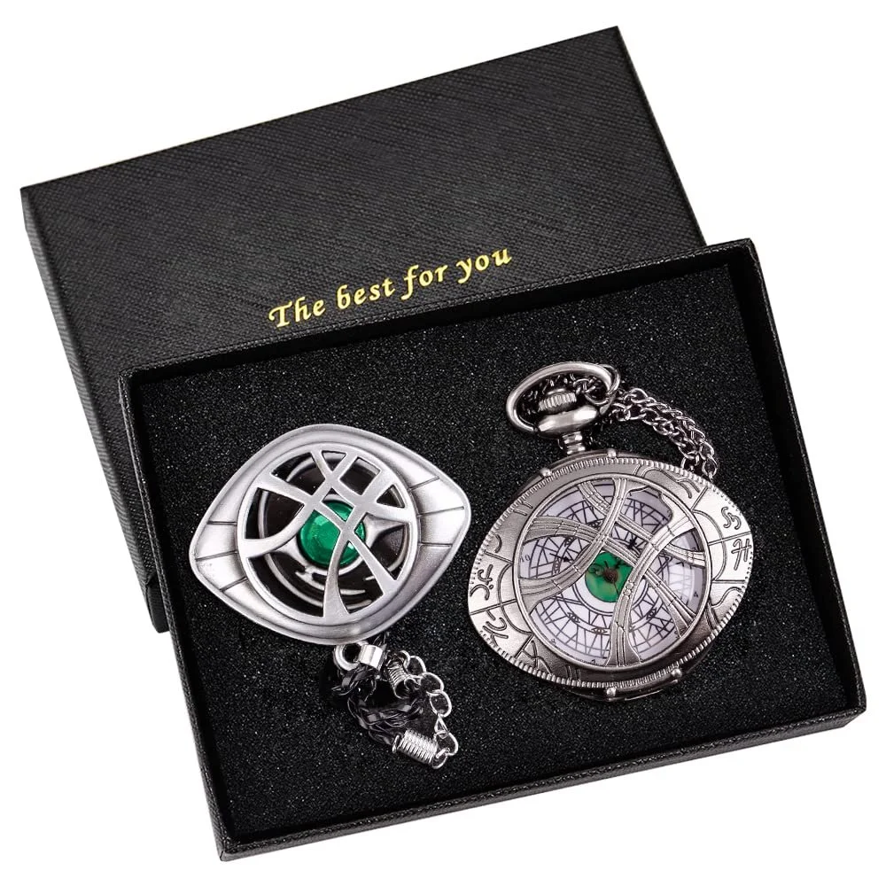 Кишеньковий годинник кварцовий з ланцюжком, Череп, Set-qz303-0720, фото №2