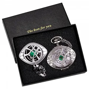 Кишеньковий годинник кварцовий з ланцюжком, Череп, Set-qz303-0720 synthetic.ua - Фото 1