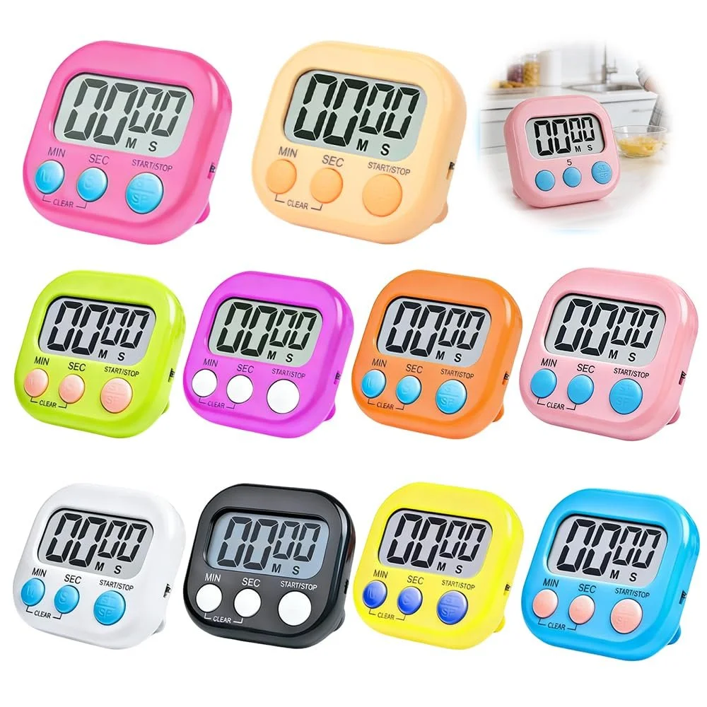 Магнітний кухонний таймер Digital Timer (набір 10 шт.) з LCD-дисплеєм та складаною підставкою, фото №1