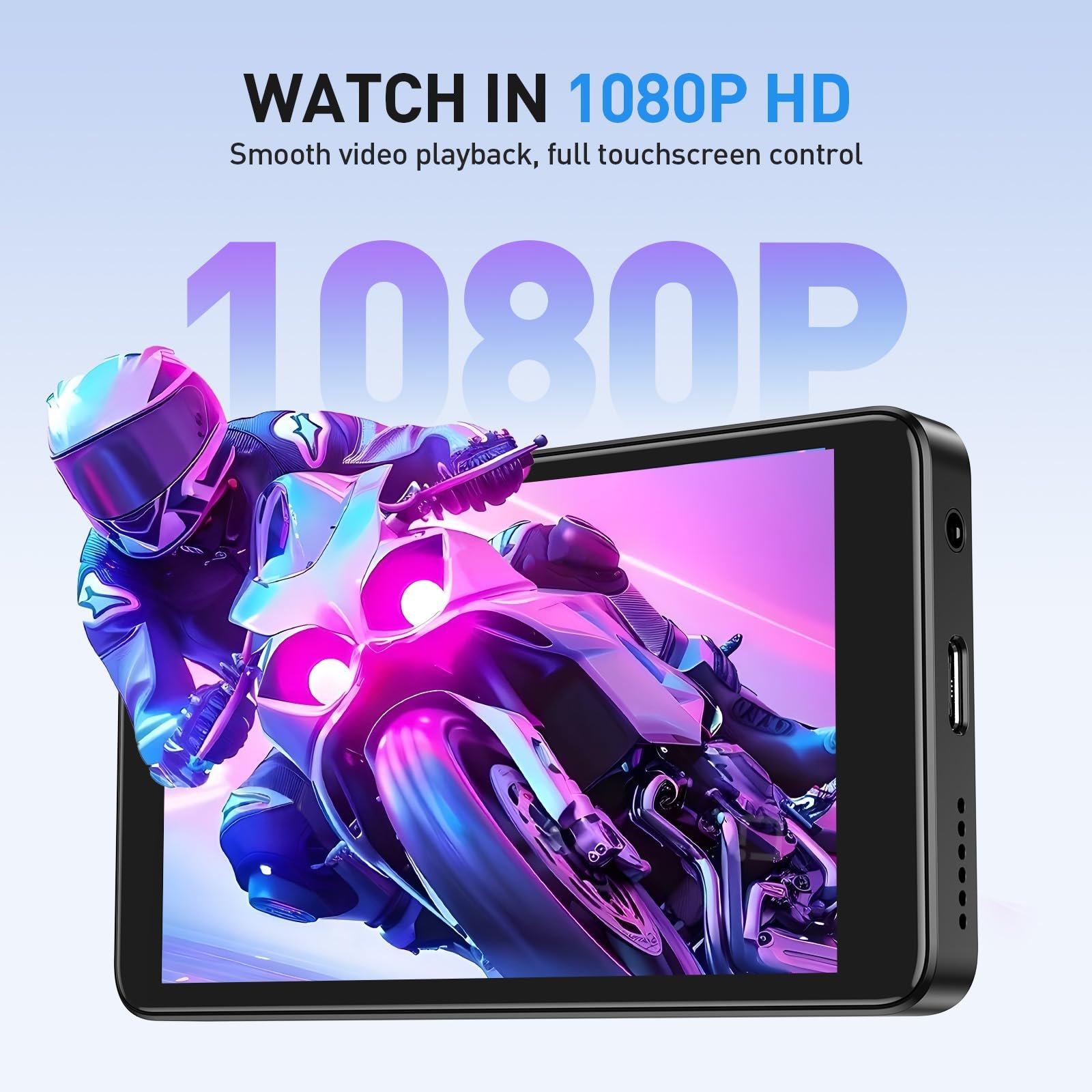 MP3-плеер 4'' AGPTEK 96GB / 1TB / Bluetooth / WiFi / MP4 / поддержка Spotify Audible APP Store / FM-радио / Amazon Music / Android 14 / Черный, фото №8