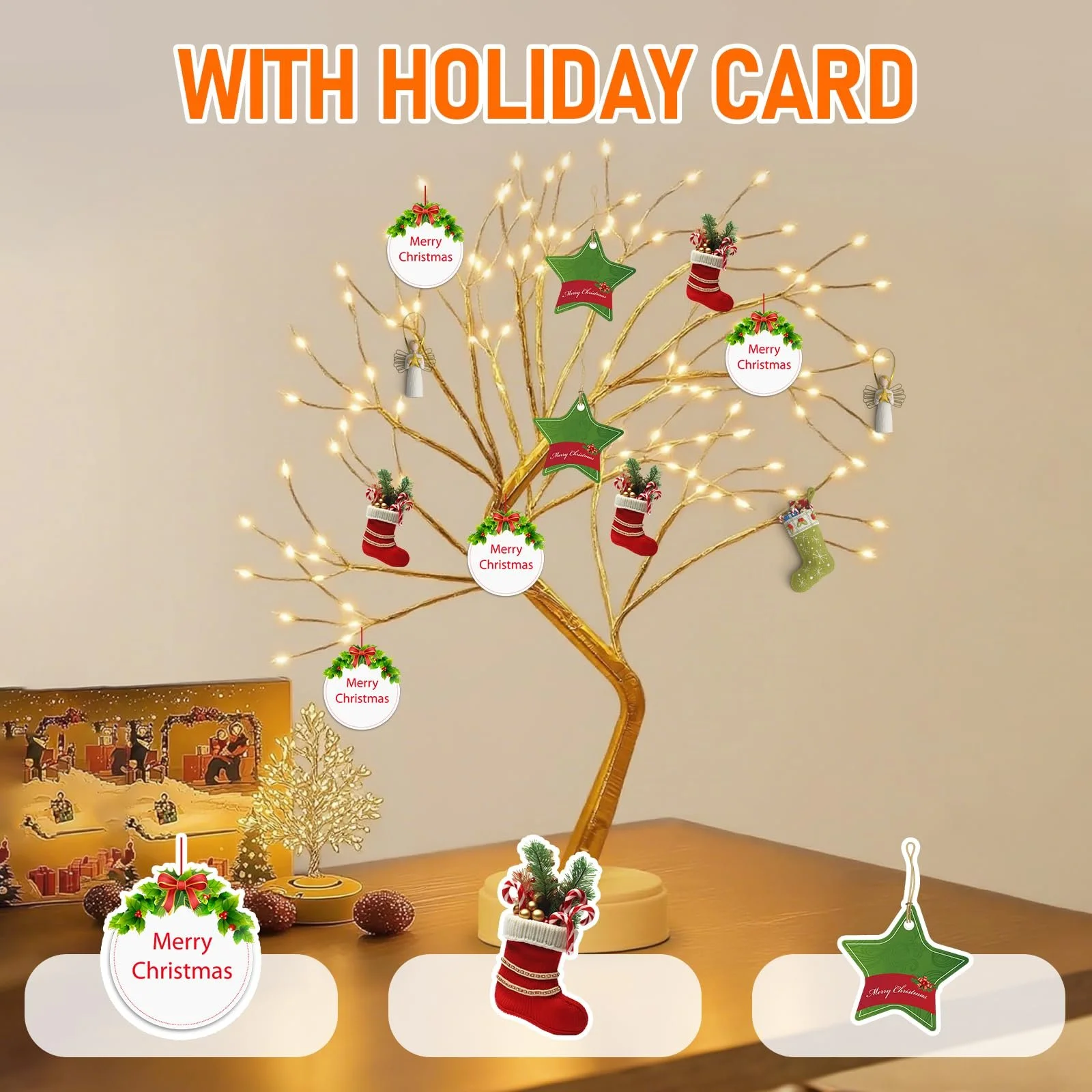 Світлодіодне дерево 108 LED Теплий білий з пультом та таймером USB/Батарейки, фото №7