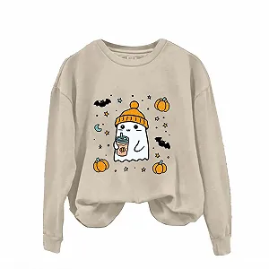 Хэллоуин-свитшот Женский Модный Повседневный Принтованный Круглый вырез Без капюшона synthetic.ua - Фото 1