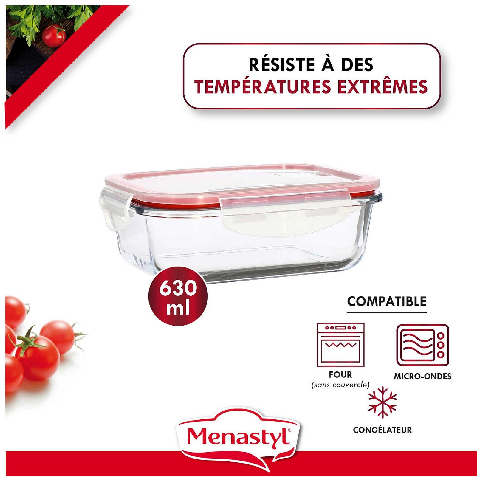 Контейнер для зберігання продуктів MENASTYL Clémentine 6014015 боросилікатне скло з кришкою 630 мл штабельований, фото №5