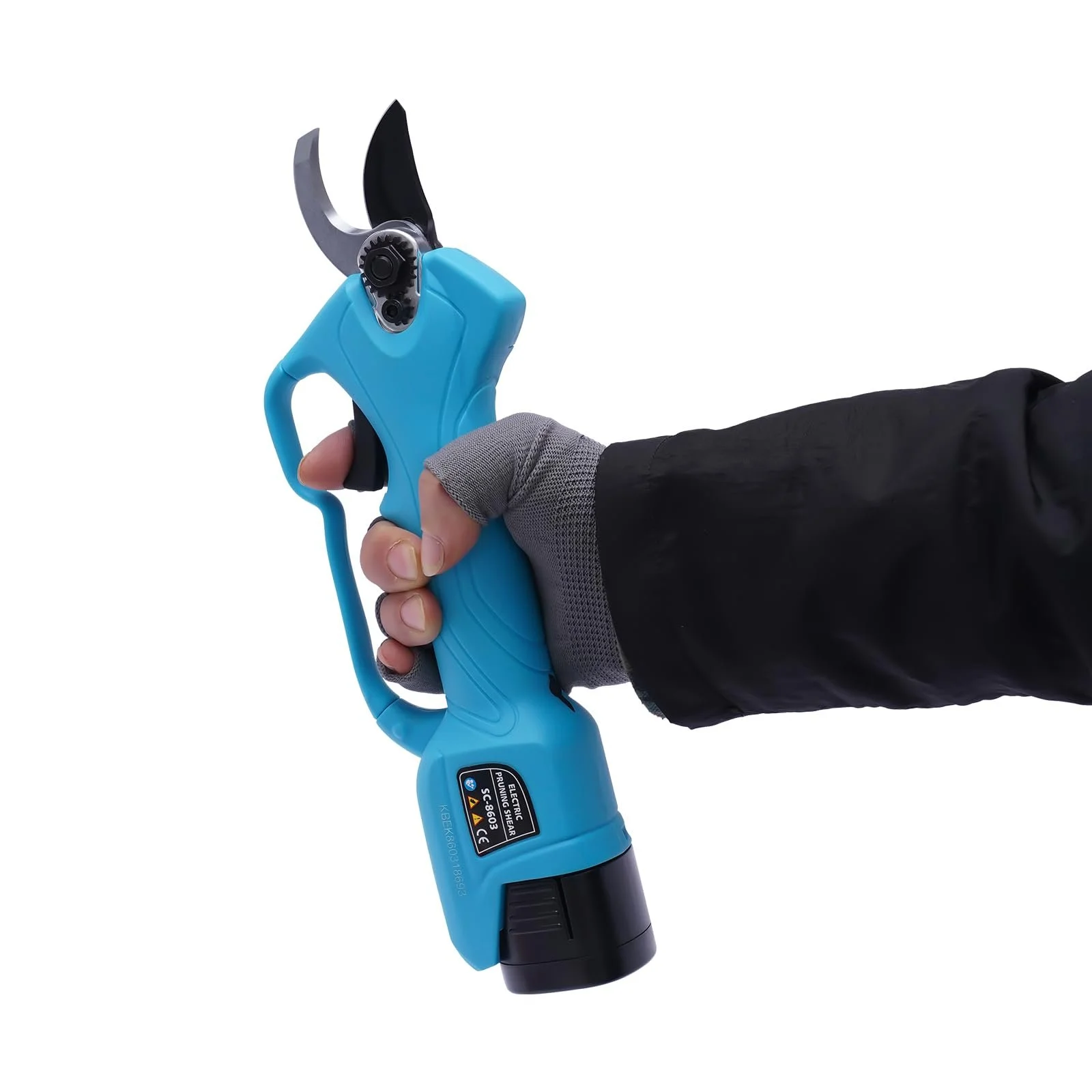 Електричний секатор SK5 сталь, нейлон, літієва батарея, безщітковий двигун, діаметр різу 25 мм, блакитний, фото №3