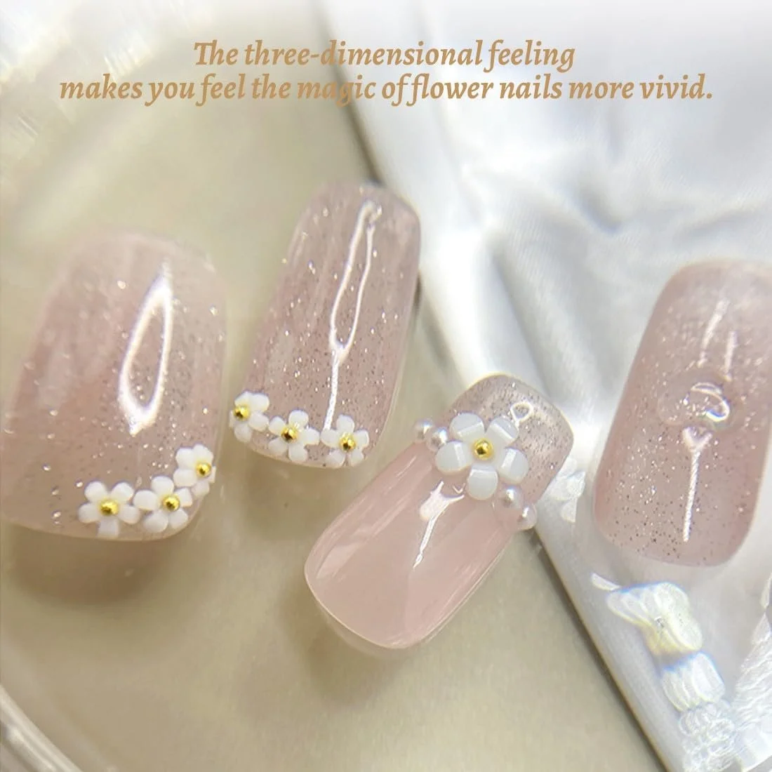 Декор для ногтей 3D Flower Nail Charms 2 коробки цветы и стразы 3/6/9 мм розово-белые микс, фото №3 Декор для ногтей 3D Flower Nail Charms 2 коробки цветы и стразы 3/6/9 мм розово-белые микс, фото №3