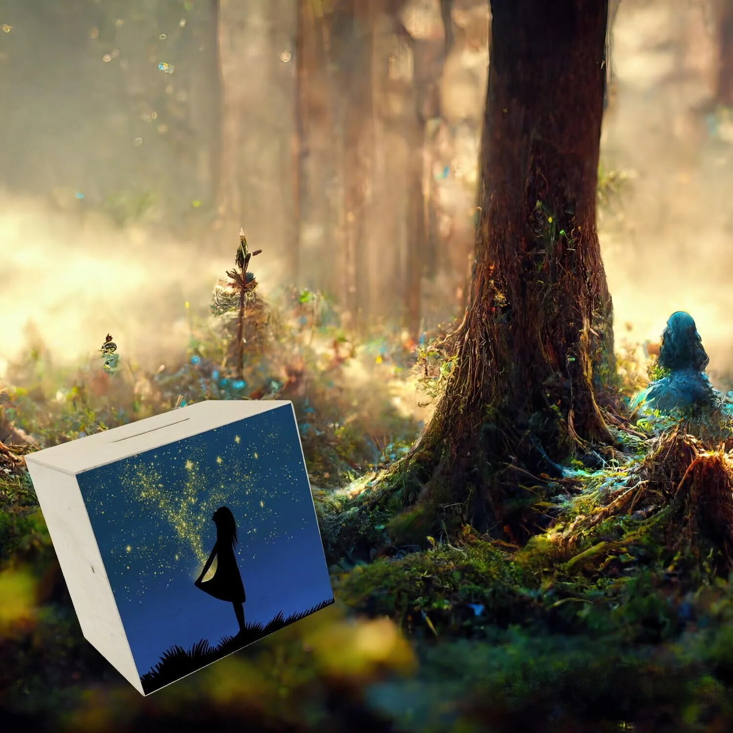 Скарбничка дерев'яна Girls in Star Dress з казковим мотивом, фото №6