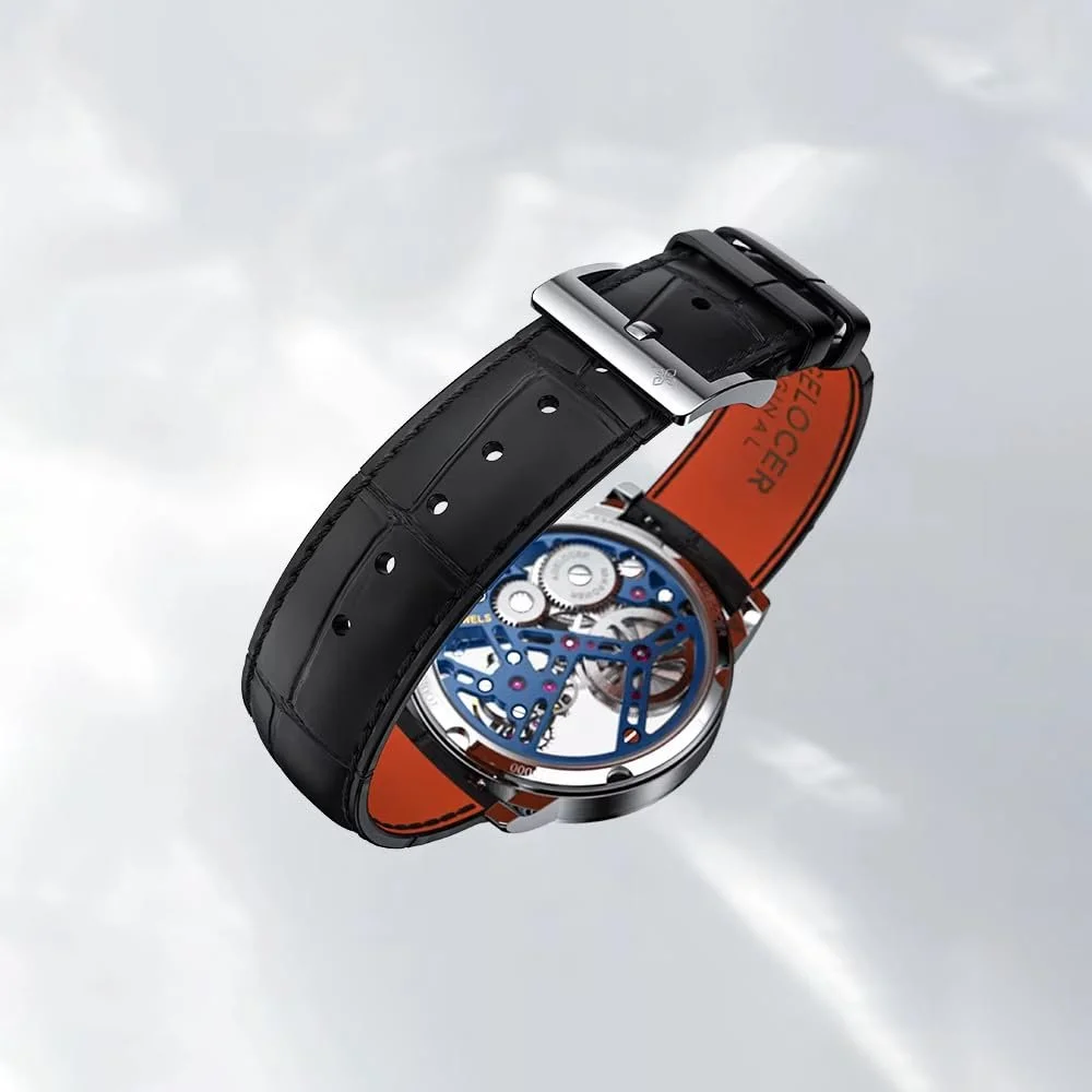 Мужские механические часы с турбийоном Agelocer с двухсторонним полым корпусом и кожаным ремешком (RI:9004A1), фото №2 Мужские механические часы с турбийоном Agelocer с двухсторонним полым корпусом и кожаным ремешком (RI:9004A1), фото №2