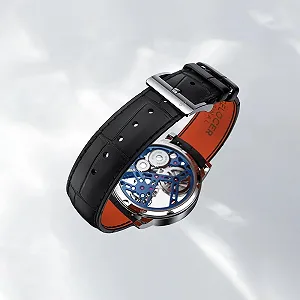 Мужские механические часы с турбийоном Agelocer с двухсторонним полым корпусом и кожаным ремешком (RI:9004A1) synthetic.ua - Фото 1