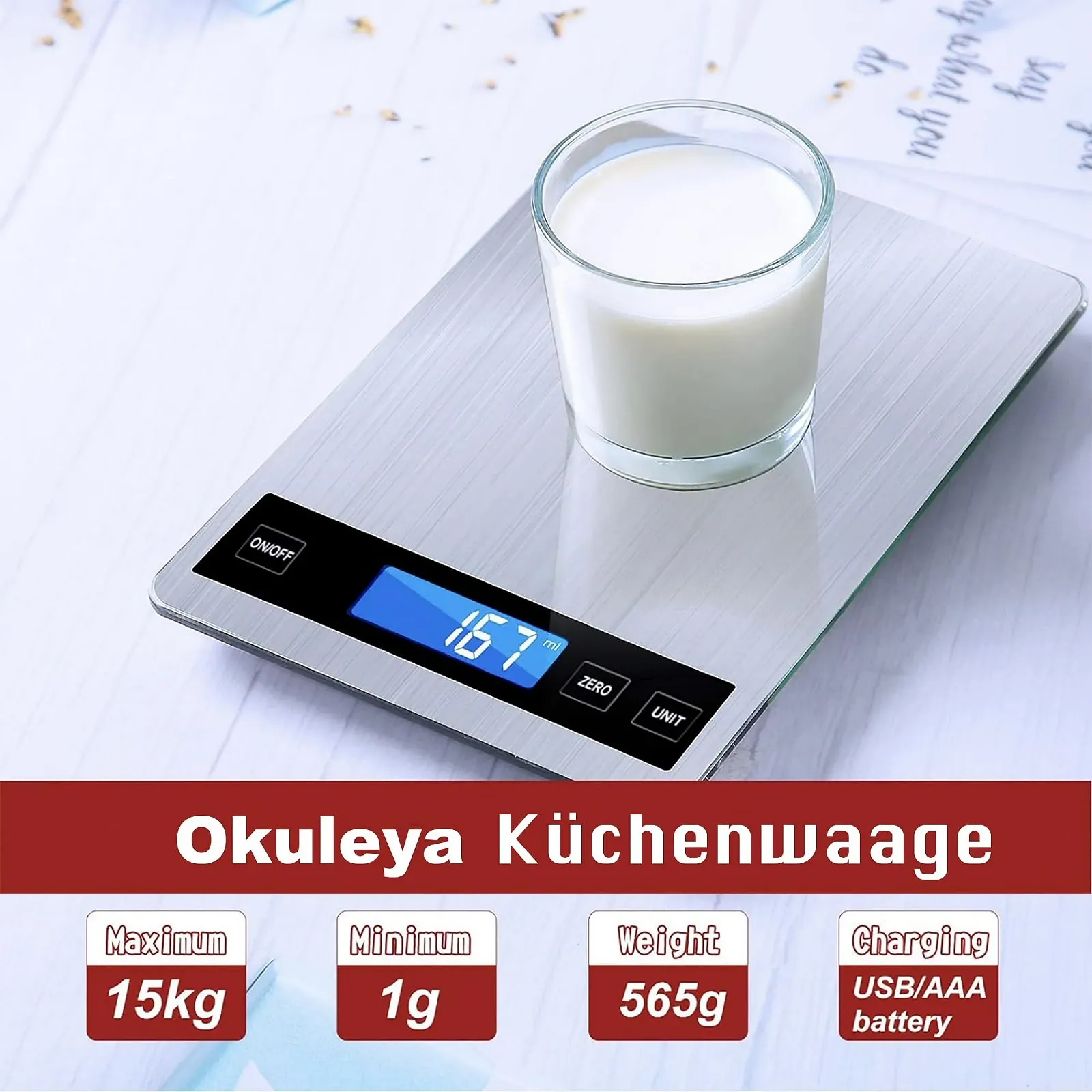 Цифрові кухонні ваги 15 kg 1 g USB/Battery Stainless Steel, фото №3 Цифрові кухонні ваги 15 kg 1 g USB/Battery Stainless Steel, фото №3