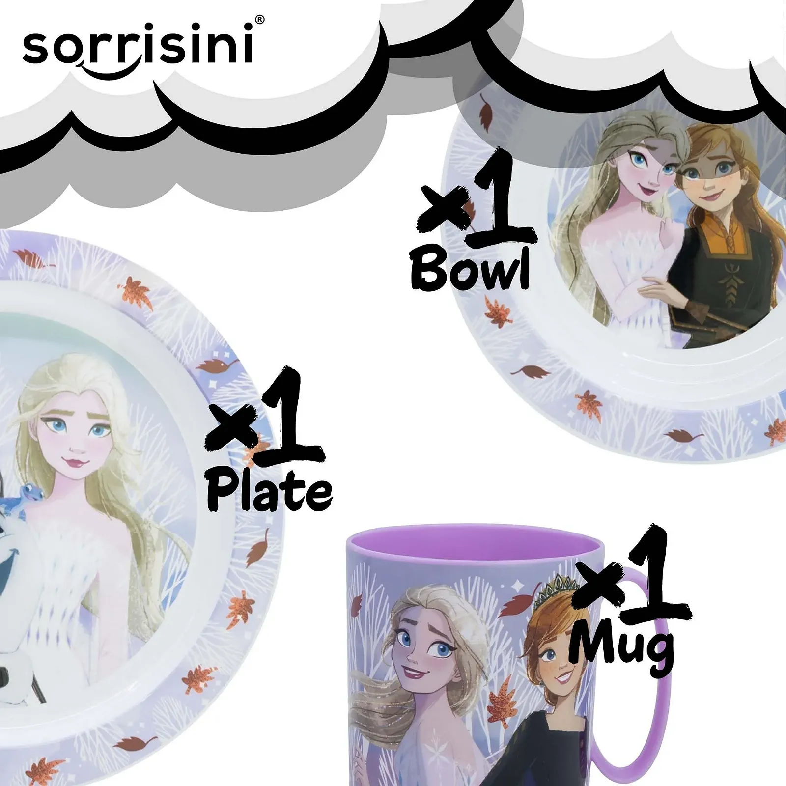 Набор детской многоразовой посуды Sorrisini, Frozen, фото №7 Набор детской многоразовой посуды Sorrisini, Frozen, фото №7