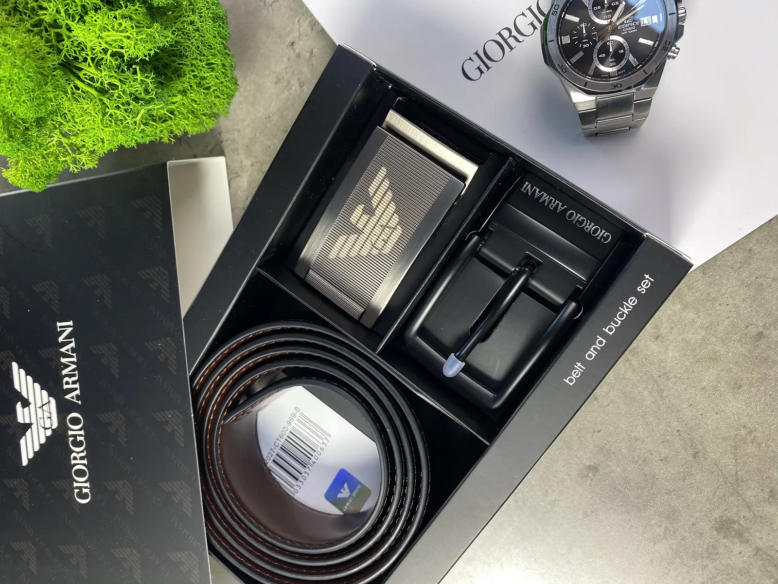 Подарочный набор с кожаным ремнем Giorgio Armani с двумя сменными пряжками Джорджио Армани, фото №10