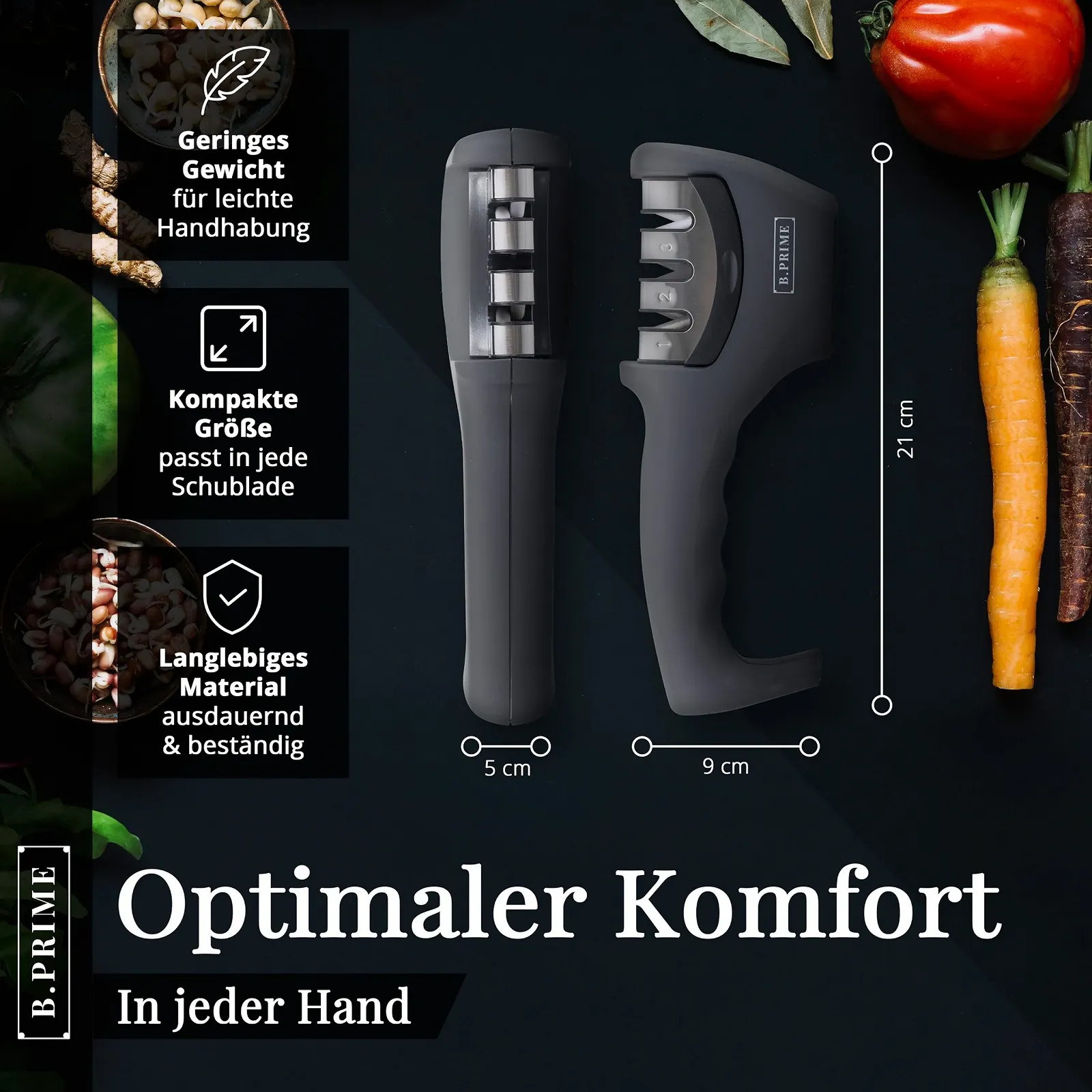 Точилка для ножів B.Prime Classic 3-етапна алмазна з вольфрамовою сталлю та керамікою, фото №4