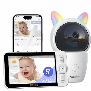 Видеоняня CZEview BM2 PRO 2K 5.0" HD WiFi, 360°, 4x зум, ночное видение, датчик плача - Фото 1