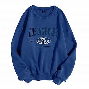 Женский хлопковый свитшот с принтом Los Angeles, Графический Спортивный свитшот с круглым вырезом, Оверсайз, California Casual, Винтажный Аккуратный Топ в стиле Колледжа с Дизайном Аниме, Легкий - Фото 1