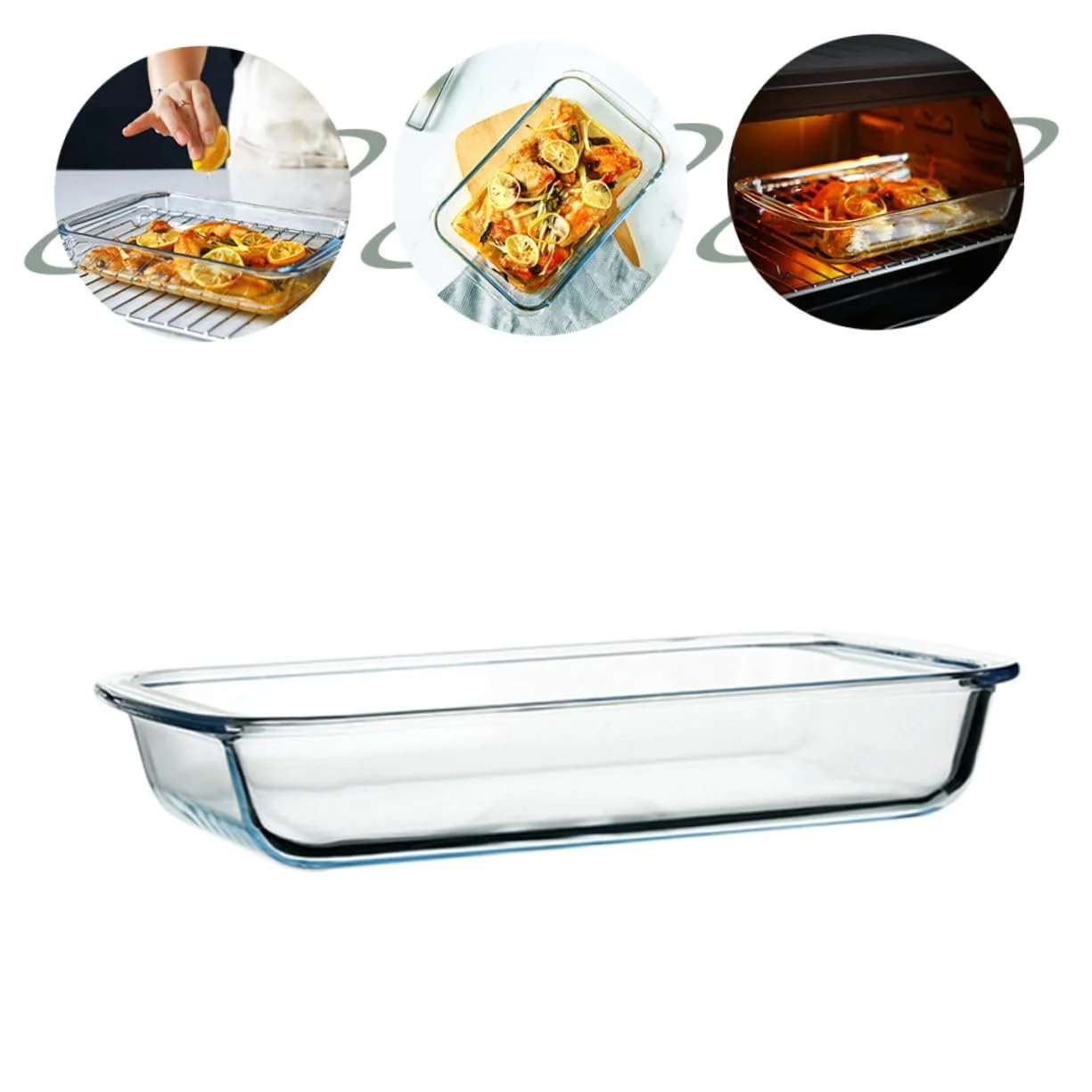 Блюдо для сервировки Прямоугольное стеклянное термостойкое для запекания, фото №5