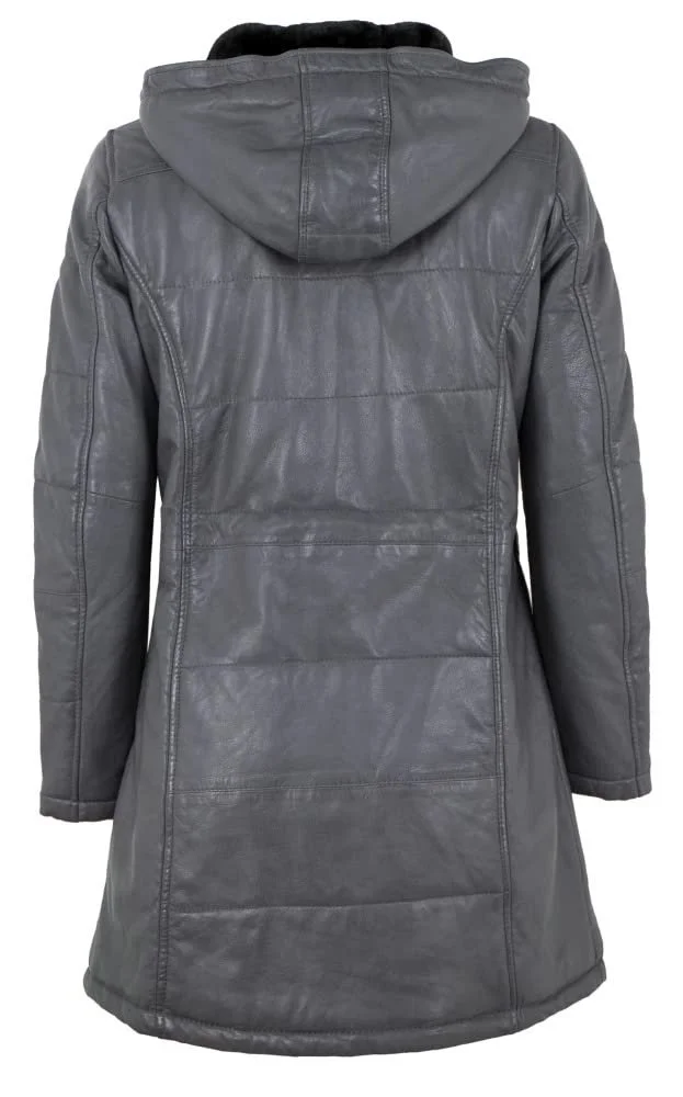 Шкіряне пальто OTTO KERN з натуральної шкіри, стьобане, з овечої шкіри наппа, сіре, фото №4 Шкіряне пальто OTTO KERN з натуральної шкіри, стьобане, з овечої шкіри наппа, сіре, фото №4