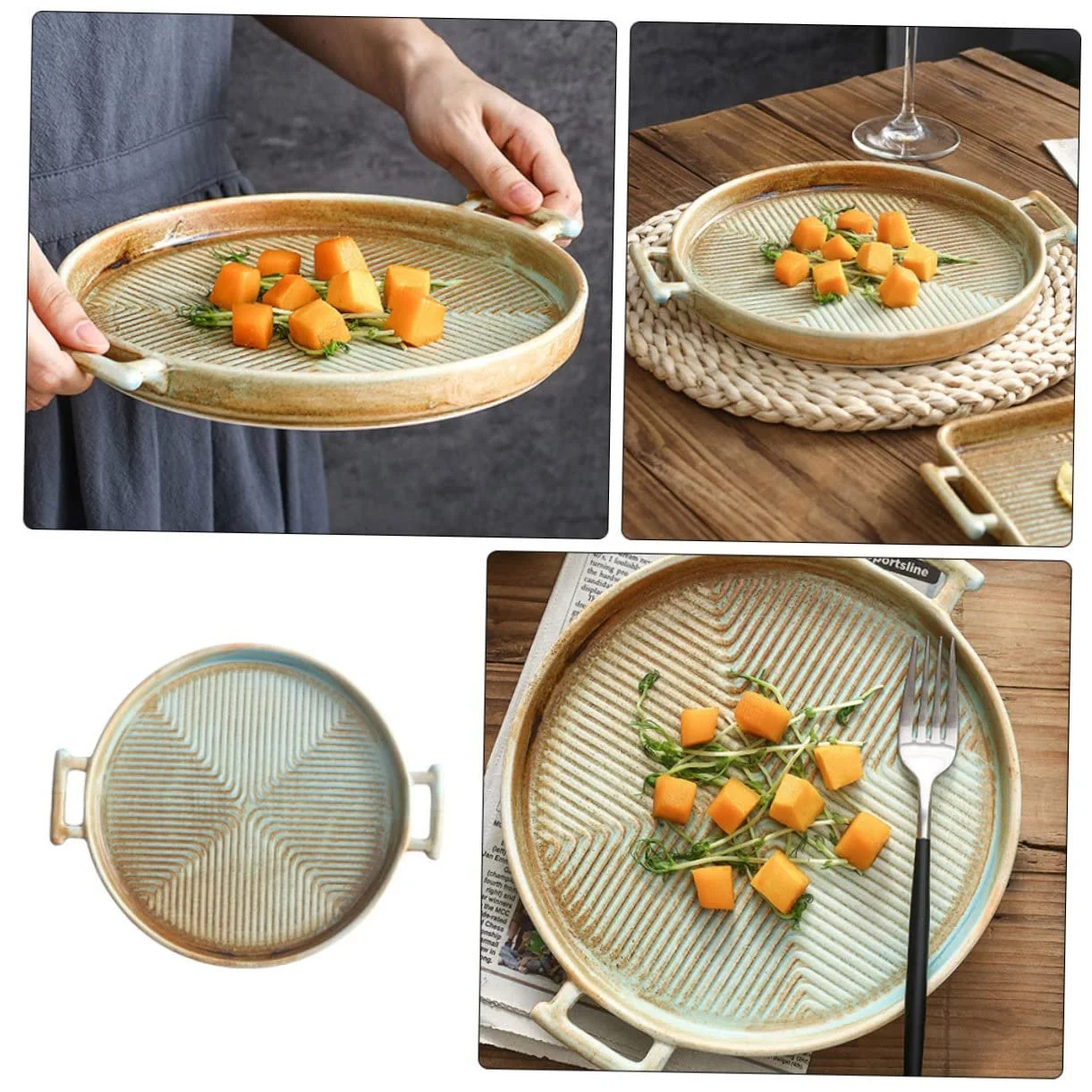 Форма для запікання керамічна термостійка нековзна з подвійними ручками антипригарна ретро-дизайн, фото №8