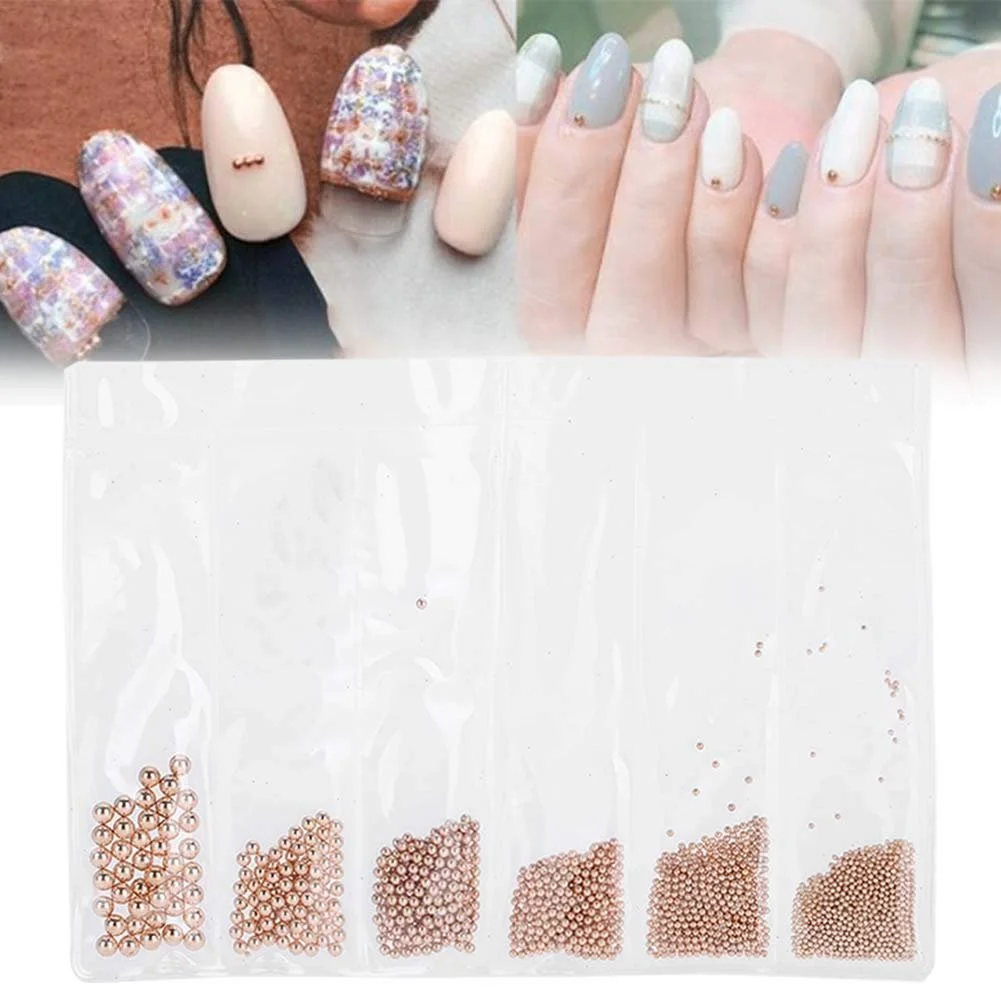 Украшения для ногтей 0.5 мм 3.0 мм Стальные шарики для маникюра, Мини стальные шарики для ногтей, Золото Серебро Розовое (Розовый), фото №3