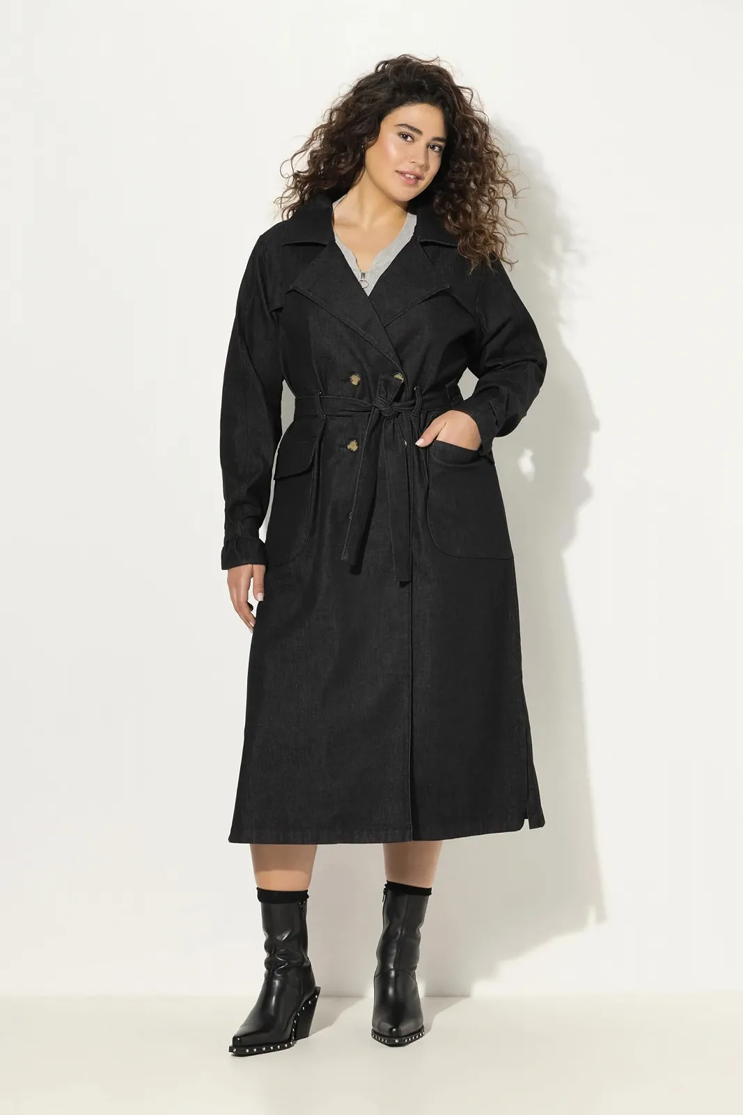 Тренч Денім Ulla Popken Вінтажний Двобортний 830347, фото №2 Тренч Денім Ulla Popken Вінтажний Двобортний 830347, фото №2