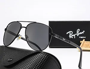 Чоловічі сонцезахисні окуляри-авіатори Ray Ban чорні з поляризацією - Фото 1