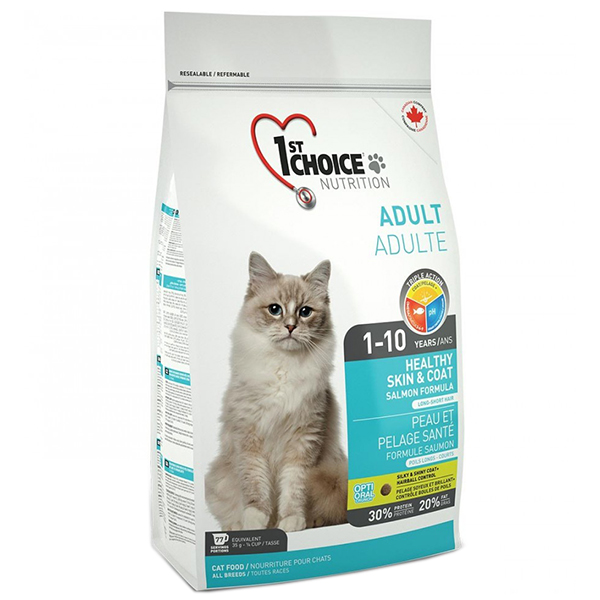 Сухий супер преміум корм для кішок 1st Choice Adult Healthy Skin&Coat лосось 10 кг 65672262903, фото №1