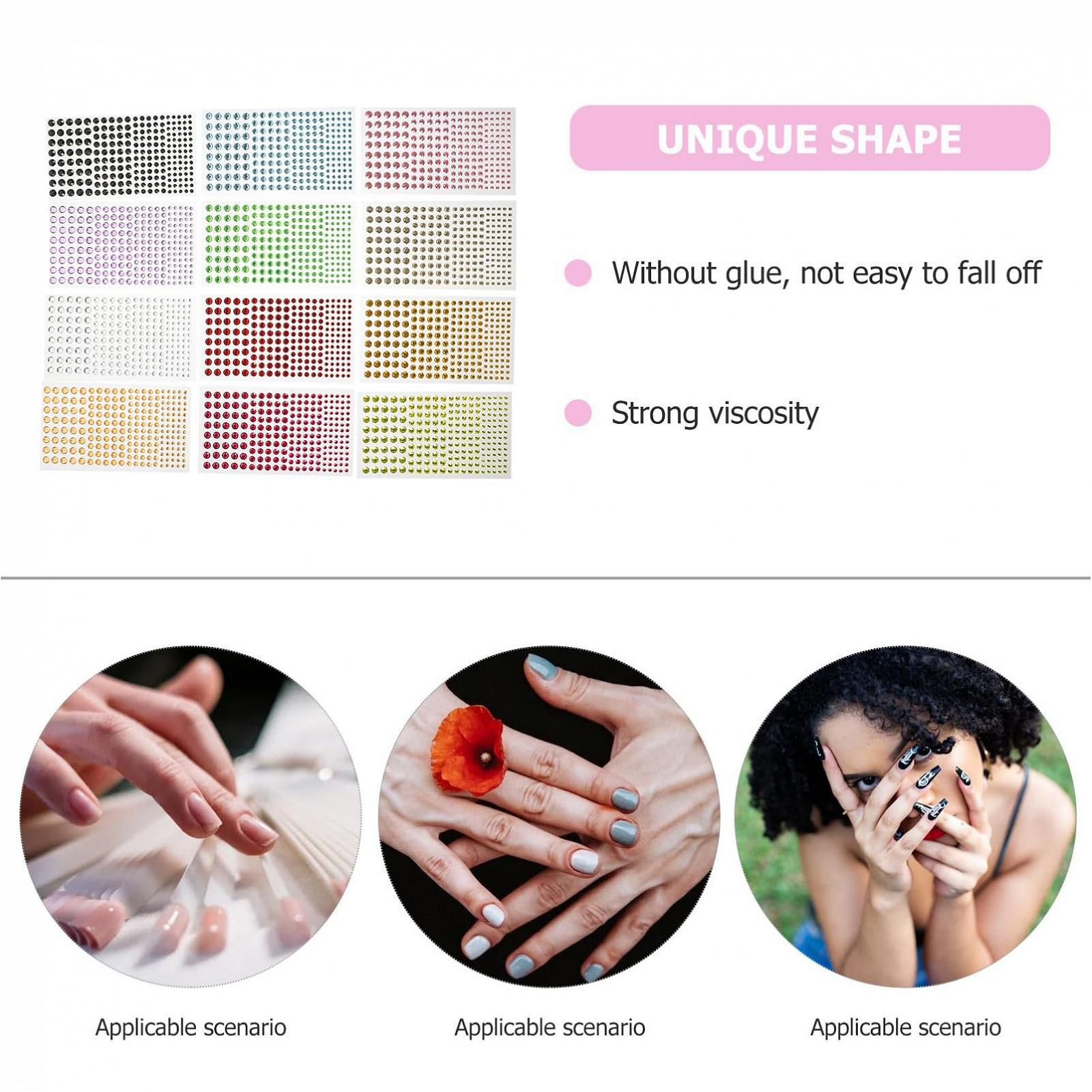 Наклейки для нігтів та обличчя Ipetboom, 12 аркушів, блискучі самоцвіти, унікальна, фото №3