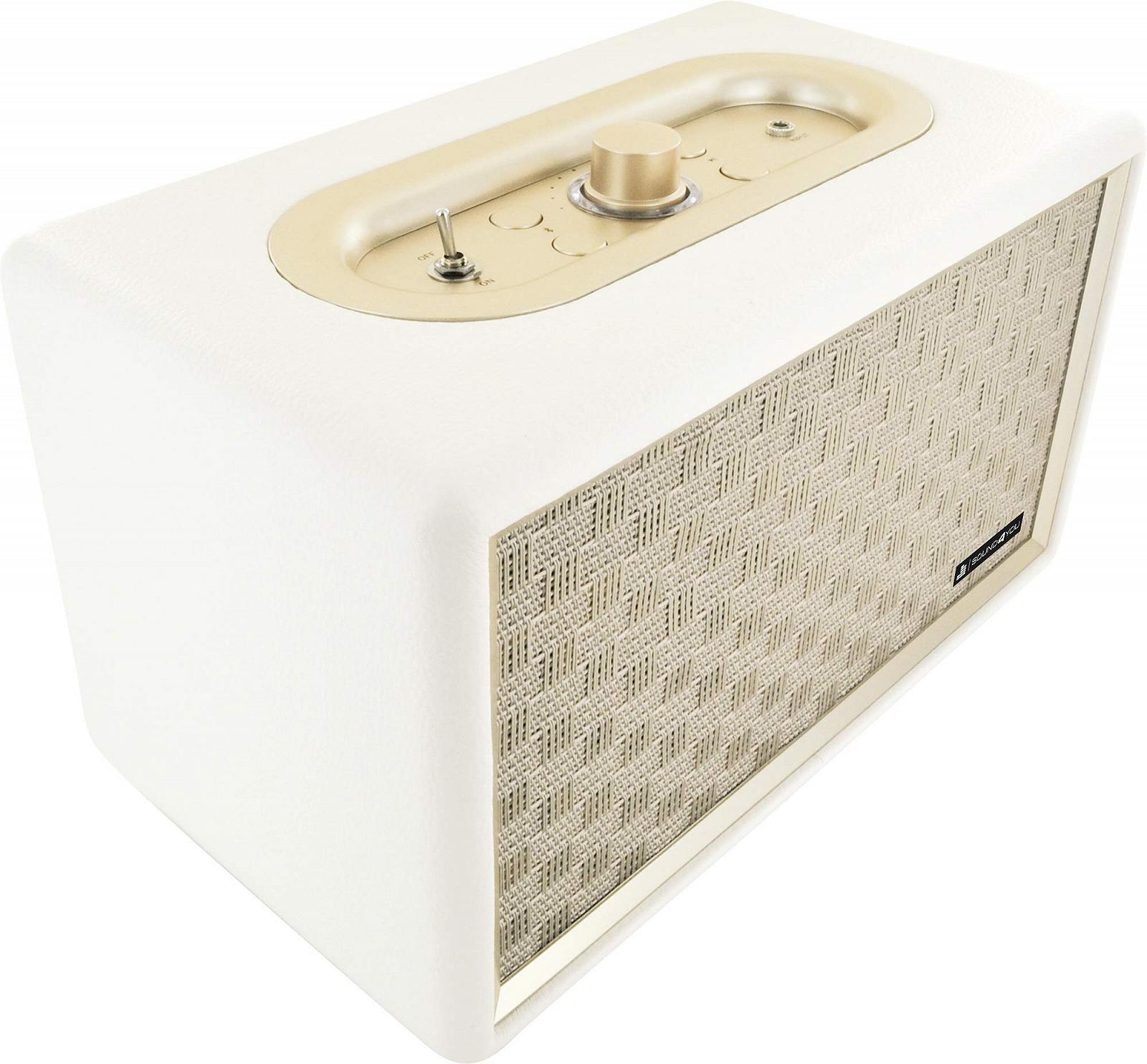 Колонка SCHWAIGER Retro 661712 Кожаный вид Деревянный корпус Белый, фото №1 Колонка SCHWAIGER Retro 661712 Кожаный вид Деревянный корпус Белый, фото №1