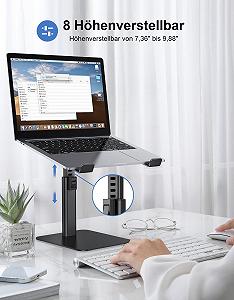 Подставка для ноутбука Babacom, регулируемая по высоте (8 положений), алюминиевая, с охлаждающими площадками, эргономичная, вентилируемая, совместима с MacBook, Air, Pro, всеми ноутбуками 10-16 дюймов - Черная synthetic.ua - Фото 1