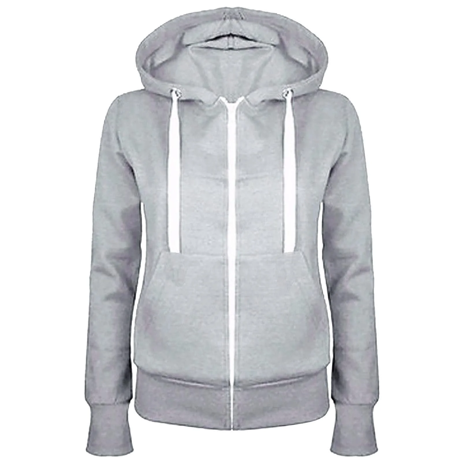 Женский Худи Куртка Oversize Хлопок Легкая Плюшевая Куртка Пальто Молния Переходная Куртка Однотонные Худи Осенняя Куртка с капюшоном Карман Зимняя Куртка Повседневный Стиль Свитшот Женские Куртки, фото №1