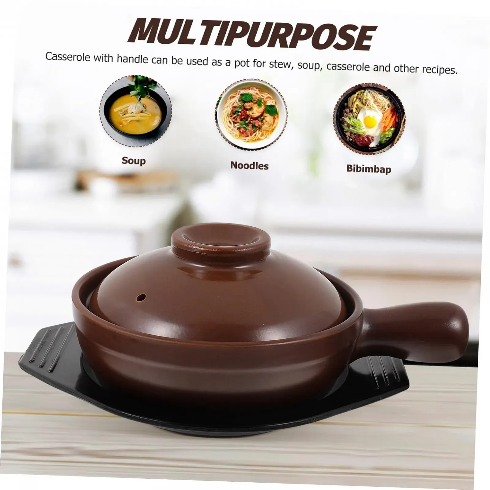 Кастрюля керамическая INOOMP с ручкой Термостойкая, фото №3