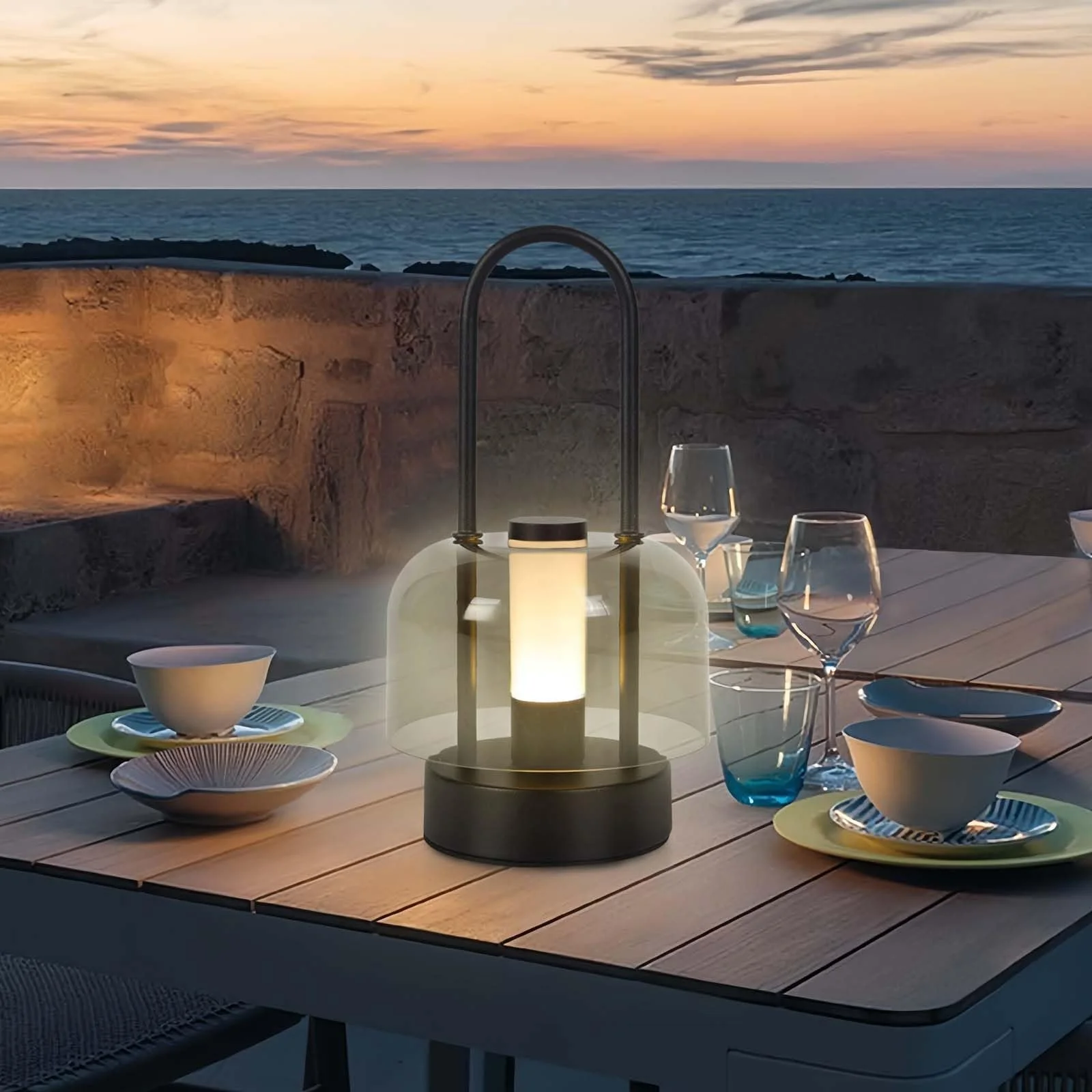 Настільна лампа LED бездротова на акумуляторі сенсорна димована USB Чорна, фото №4