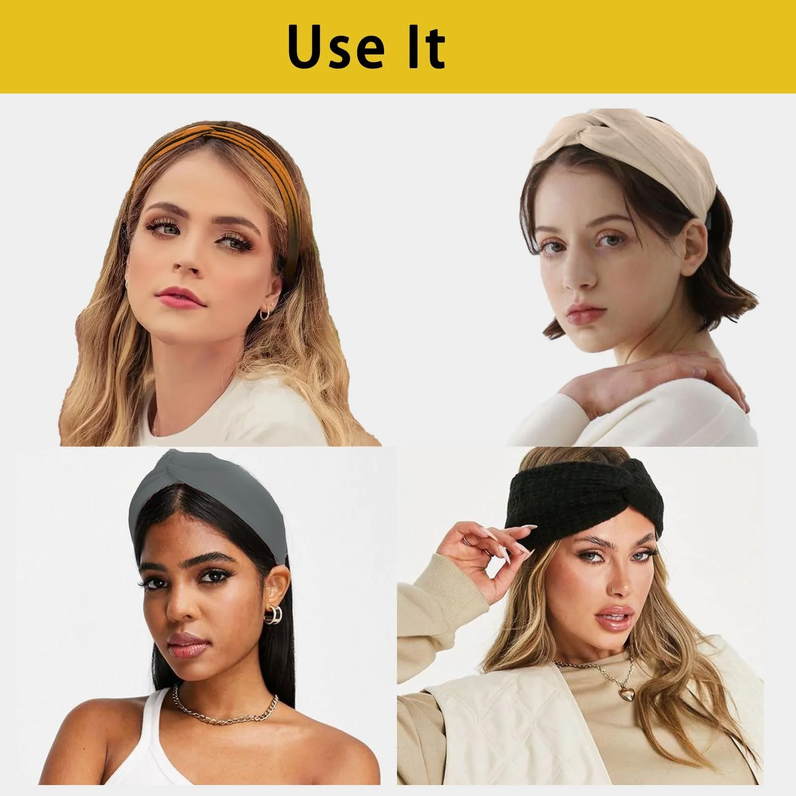 Пов'язка на голову Широка еластична для йоги та спорту Вінтажний стиль, фото №3