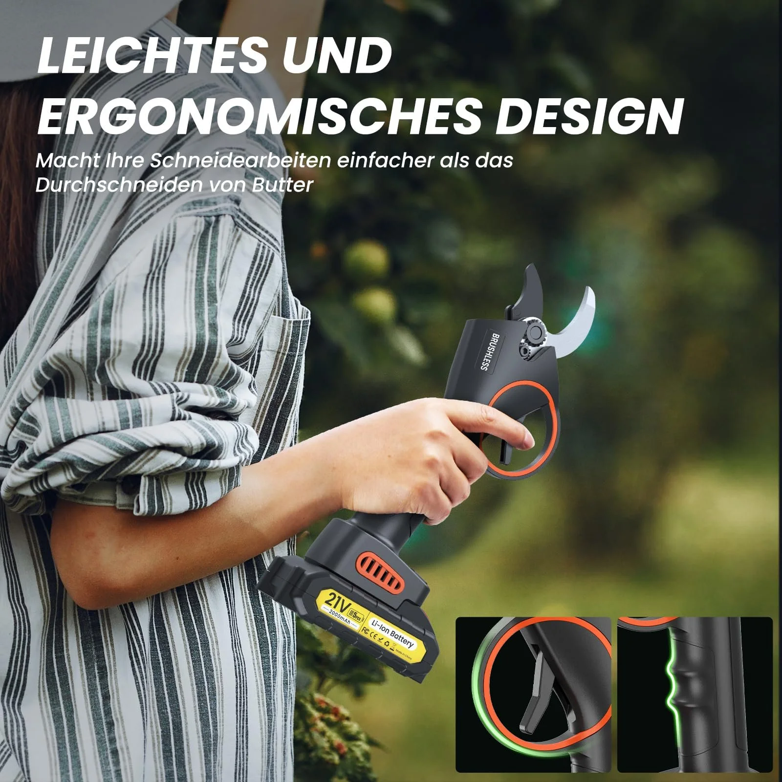 Акумуляторний гілкоріз 21 V 2 x 2000 mAh 800 W 33 мм, фото №6