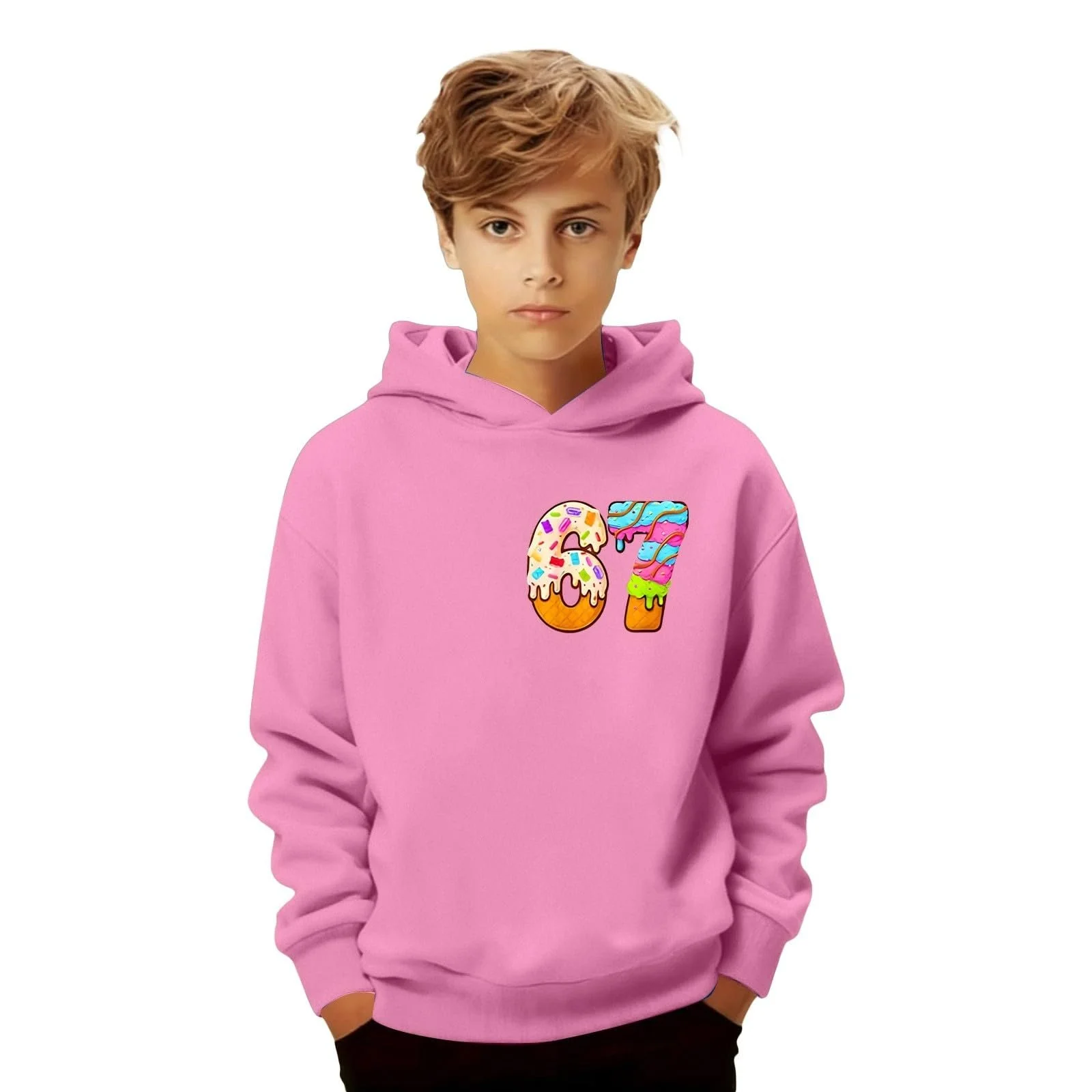 Худи Детский Свитшот для девочки Модный Повседневный Пуловер Спортивный свитшот с капюшоном, фото №6