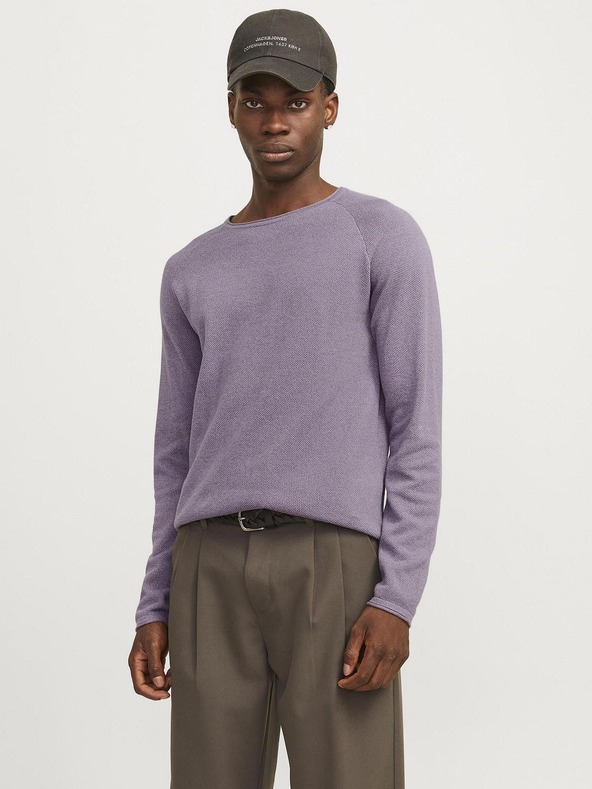 Вязаный пуловер JACK & JONES JJEHILL мужской, с круглым вырезом, базовый, с длинными рукавами, хлопковая рубашка, фото №2