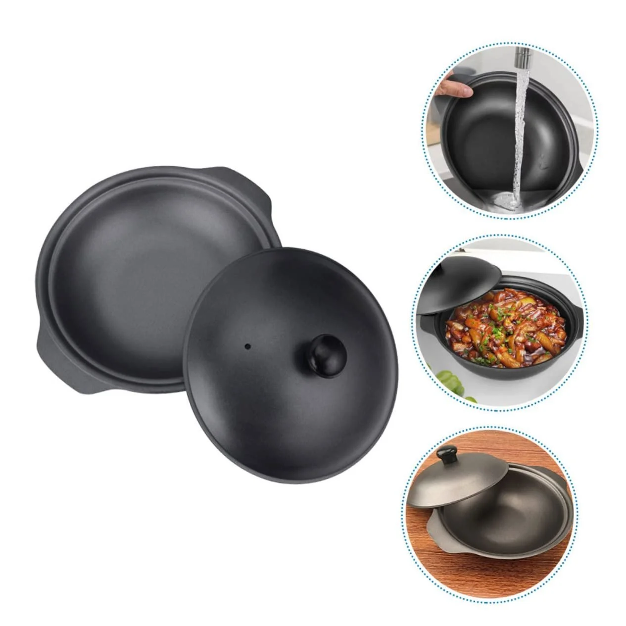 Каструля для тушкування Luxshiny 16 см чавунна з кришкою та паровідводом, фото №5