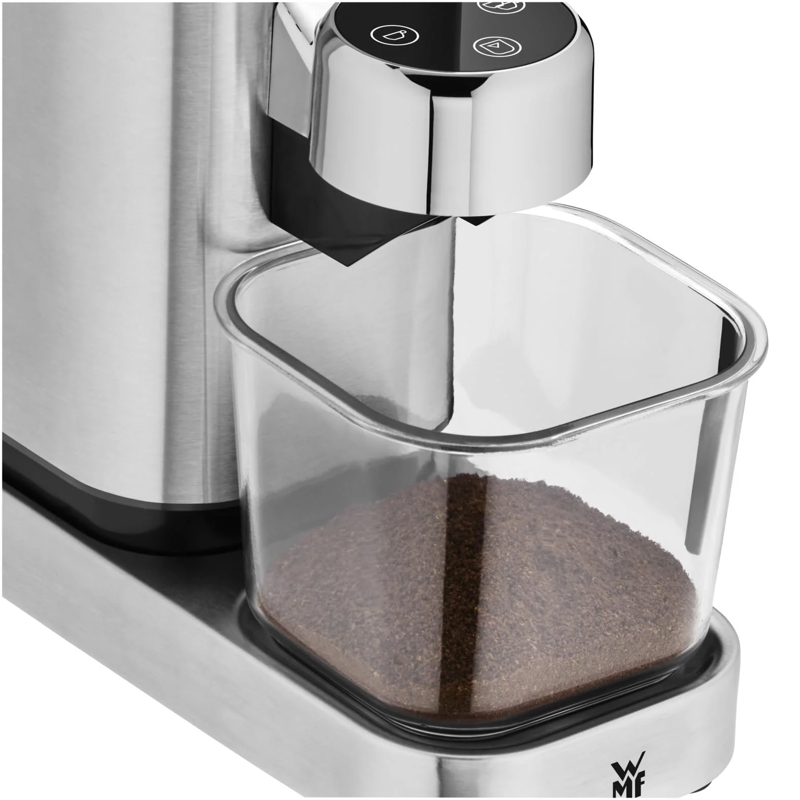 Електрична кавомолка WMF Lumero 150 Вт, світлодіодні сенсорні кнопки, 40 ступенів помелу, контейнер для меленої кави, матова нержавіюча сталь Cromargan, фото №19 Електрична кавомолка WMF Lumero 150 Вт, світлодіодні сенсорні кнопки, 40 ступенів помелу, контейнер для меленої кави, матова нержавіюча сталь Cromargan, фото №19