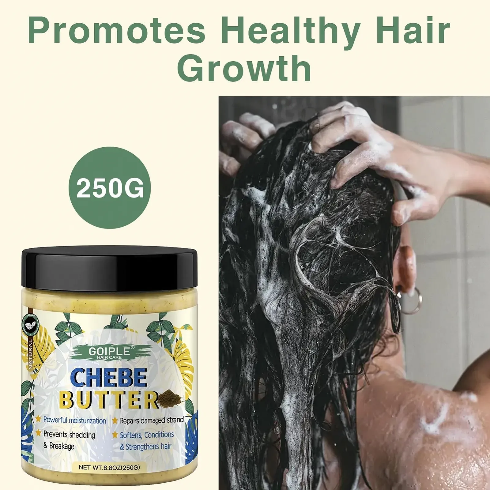 Масло Chebe для росту волосся для чоловіків і жінок, жир Chebe для волосся, з глибоким зволоженням для росту волосся, фото №9