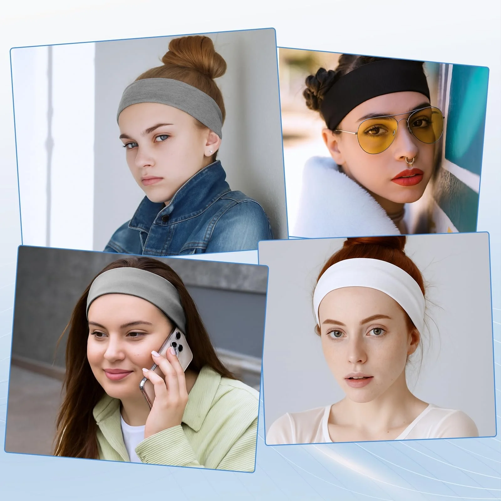 Спортивна пов'язка на голову Bewudy, набір 3 шт., бавовняна, фото №7