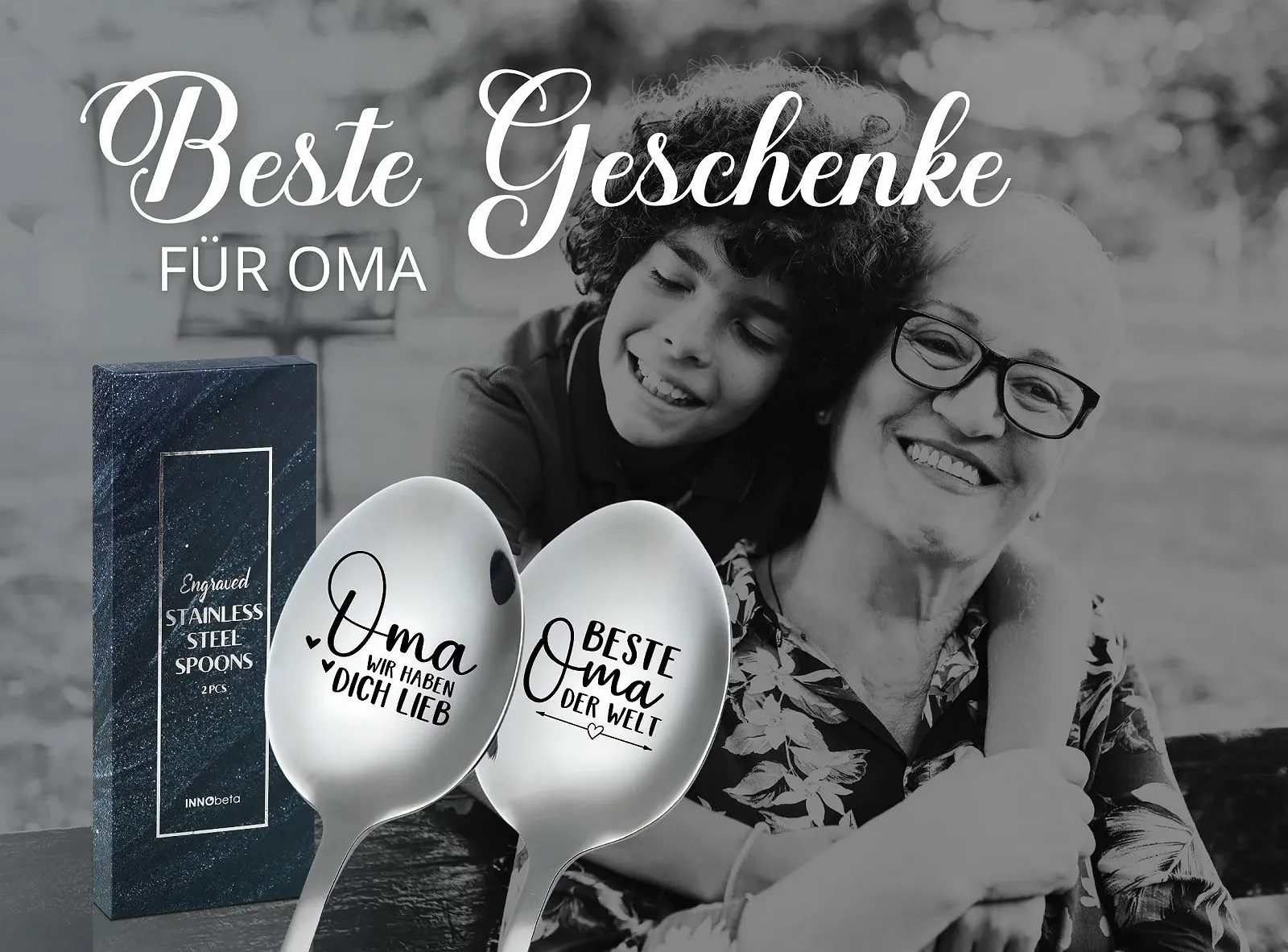 Ложка для морозива INNObeta З гравіюванням Сріблястий, 2 шт, фото №7